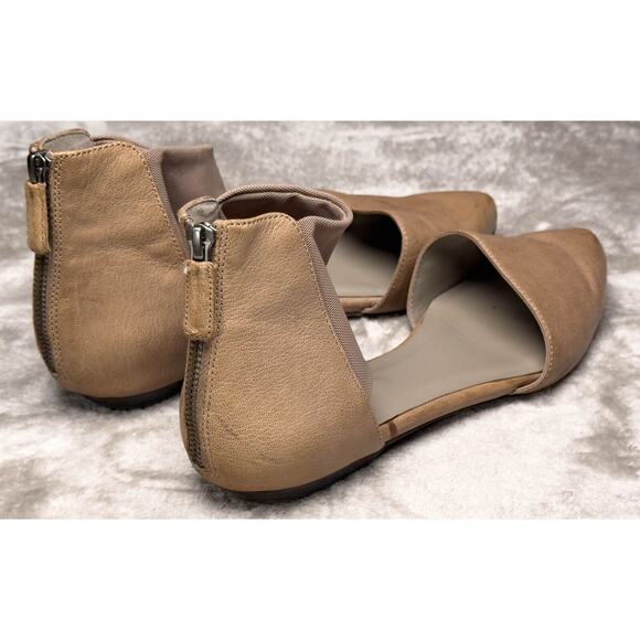 Eileen Fisher Allot Taupe Leather MeshPointed Toe Mesh Strap Flats Women Size 10 - Picture 13 of 15